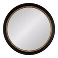 Miroir mural rond de 66 cm avec cadre noir et doré orné