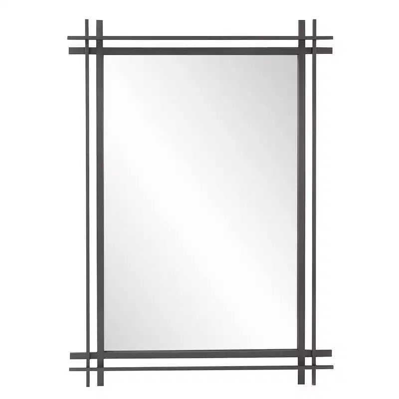 Miroir mural rectangulaire avec cadre orné à la feuille d'or, 27x38 pouces