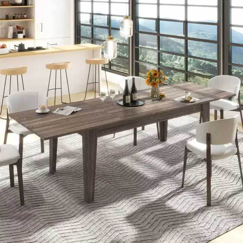 Table à manger rectangulaire extensible avec pieds en bois