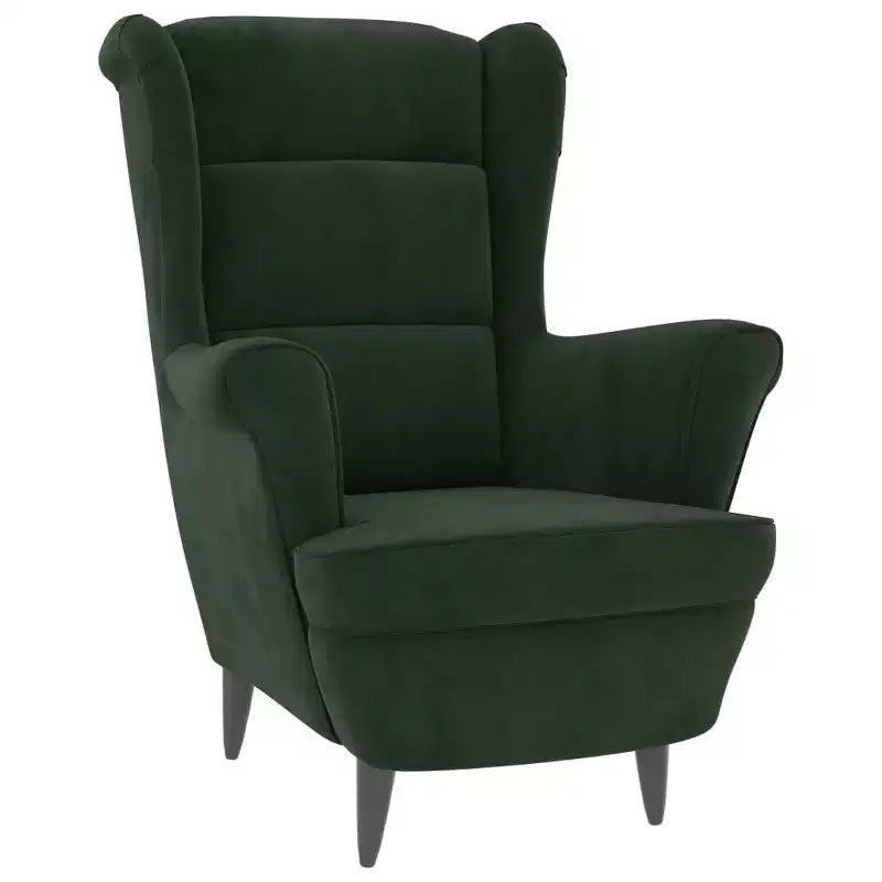 Fauteuil d'appoint en velours vert foncé avec cadre en contreplaqué