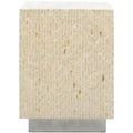 Table d'appoint carrée en Capiz faite à la main, finition blanc naturel