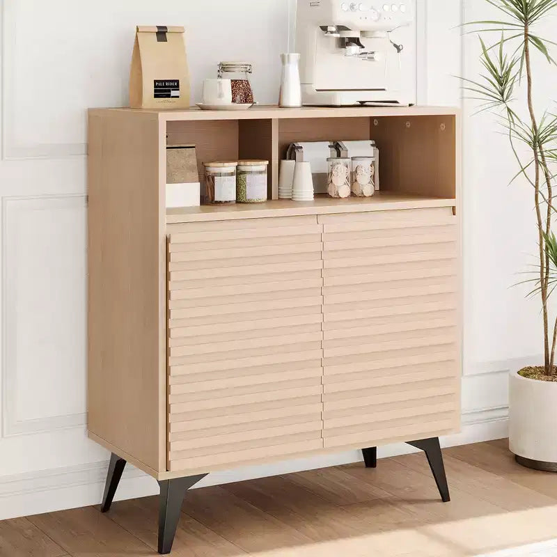 Bahut Buffet avec Rangement à Rainures Horizontales