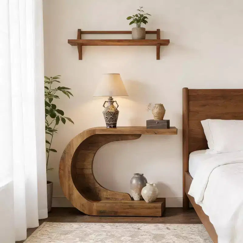 Console en forme de C en bois d'ingénierie minimaliste
