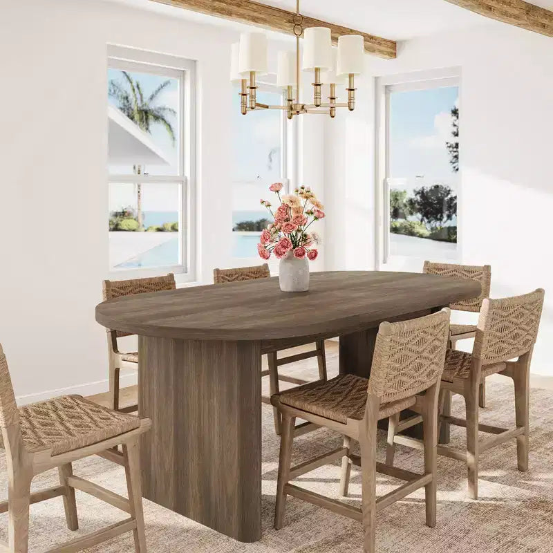 Grande Table de Salle à Manger Ovale Style Ferme pour 6 à 8 Personnes