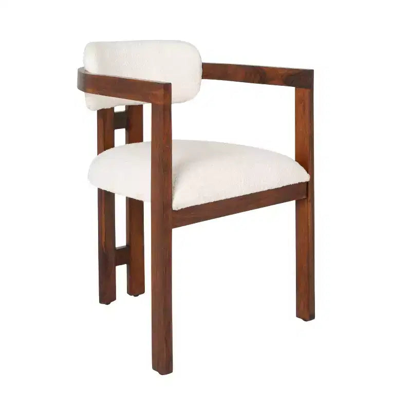 Chaise de salle à manger en bois d'acacia avec assise rembourrée en boucle
