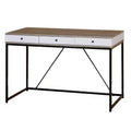 Bureau 3 tiroirs avec cadre métallique et plateau gris patiné
