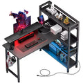 Bureau d'angle en L de 55 pouces avec support d'écran et LED