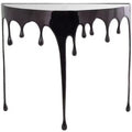 Console demi-lune en aluminium avec plateau en verre teinté