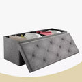 Banc de rangement capitonné rectangulaire de 109 cm de large gris