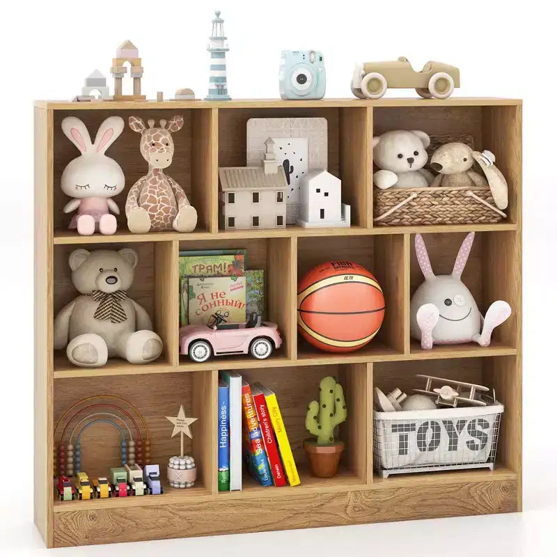 Organisateur de rangement de jouets en bois 10 cubes pour chambre d'enfant
