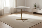 Table d'appoint ronde contemporaine en faux marbre et laiton