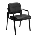 Fauteuil de bureau visiteur en similicuir PU noir avec accoudoirs fixes